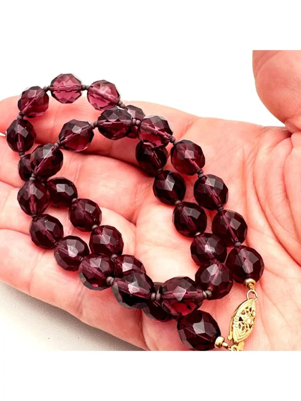 Womens Necklace 14k Gold Clasp Purple Crystal 15 Inch Choker Petite Size